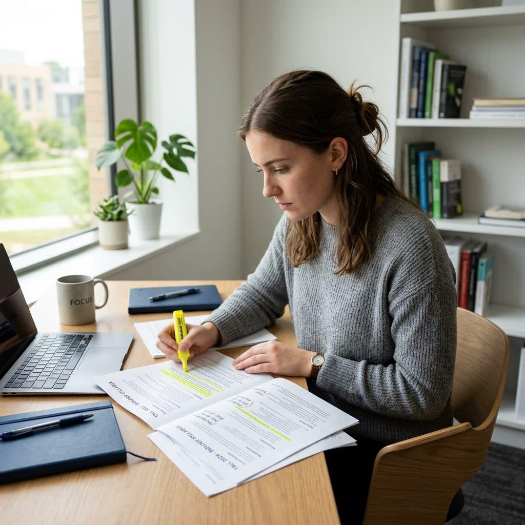 Focused student studying in a modern library