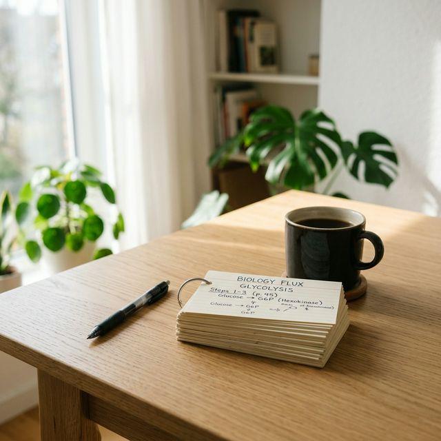 Desk setup with flashcards demonstrating spaced repetition technique