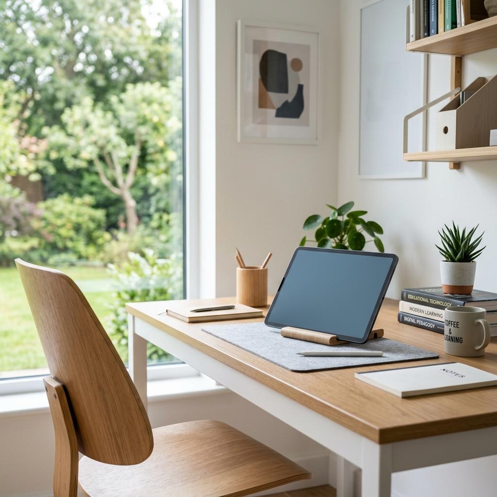 Focused student using AI PDF summarizer on a minimalist laptop for efficient exam preparation.