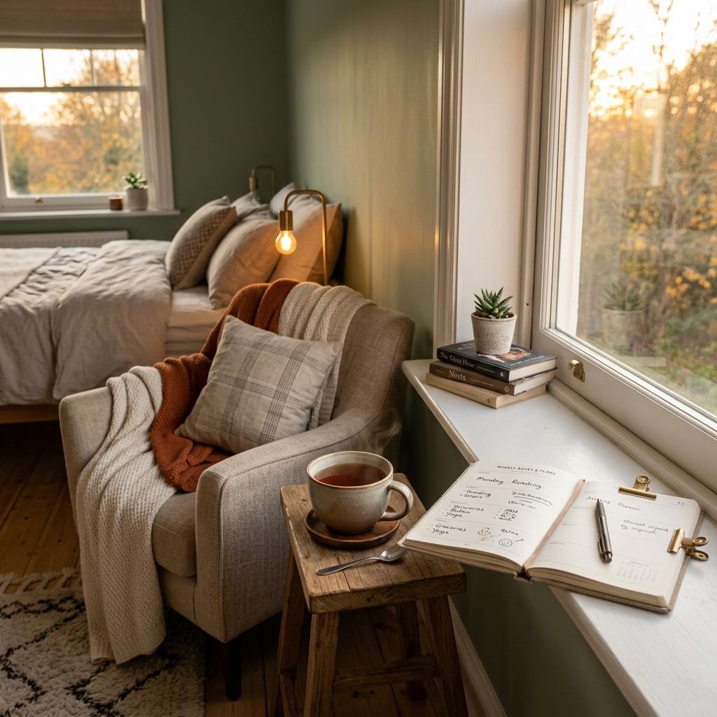 Cozy bedroom study space symbolizing rest and sleep hygiene for students