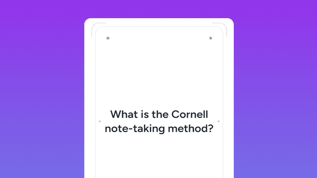 Feature Preview, and image of a flashcard showing the Cornell method
